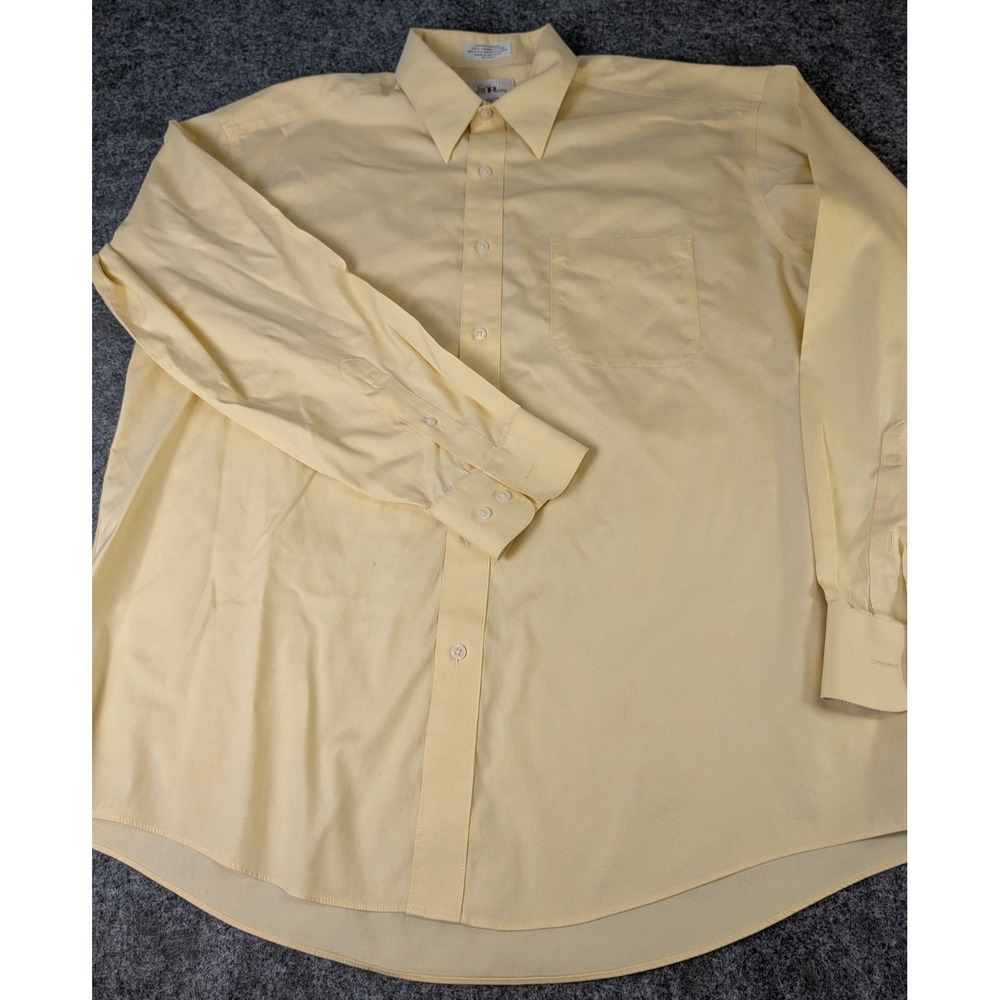 Louis Roth Dress Shirt Mens 16.5 34/35 80''s Pinpoint Oxford Yellow NOTES
